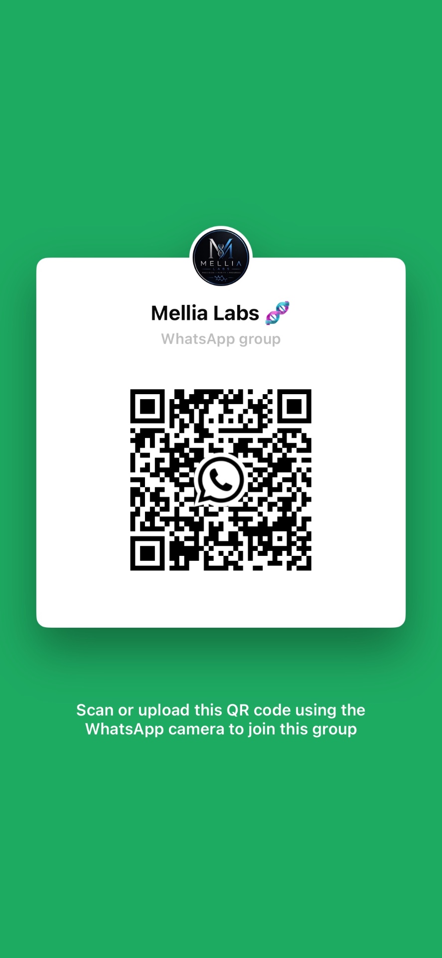 QR code to join the Mellia Labs WhatsApp community