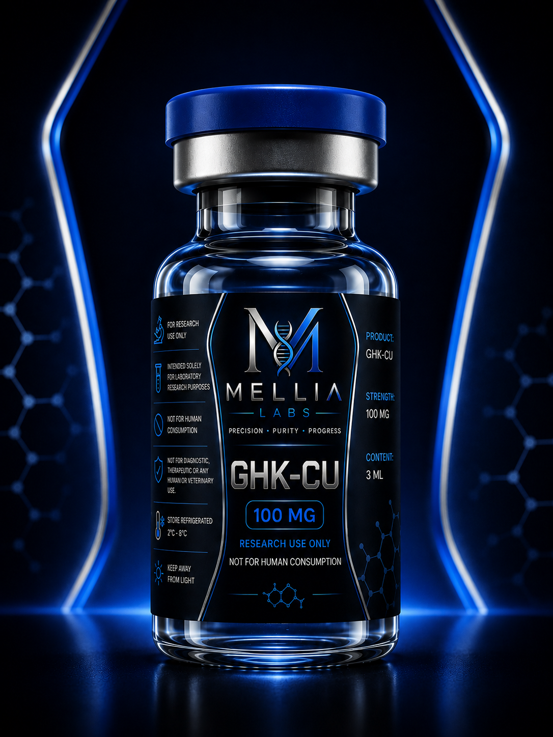 GHK-Cu 100mg research material in sealed laboratory packaging