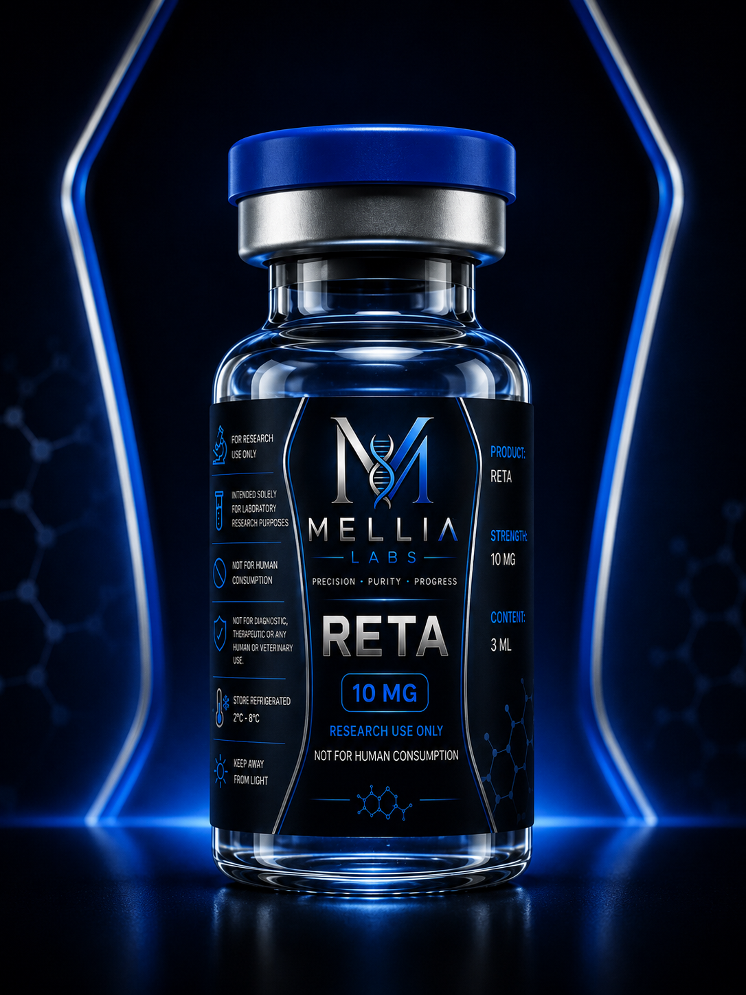 Retatrutide 10mg research material in sealed laboratory packaging
